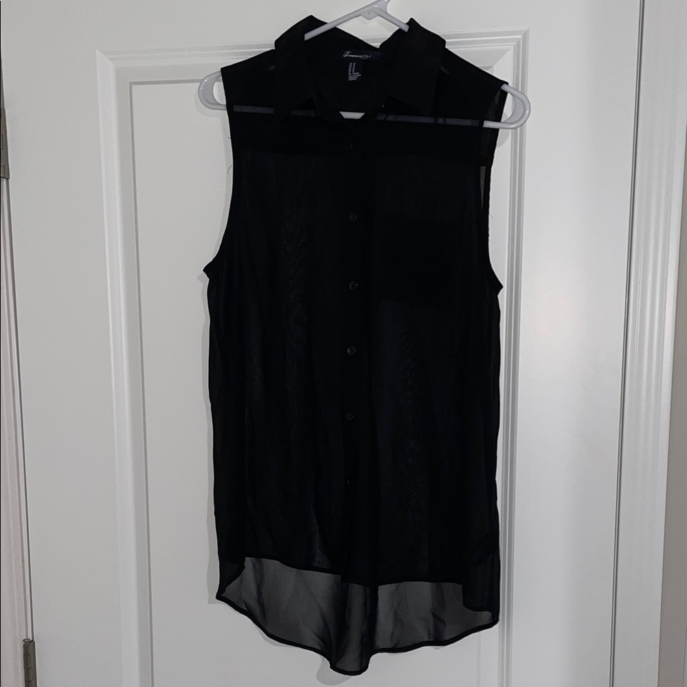 Forever 21 Black Sheer Sleeveless Blouse